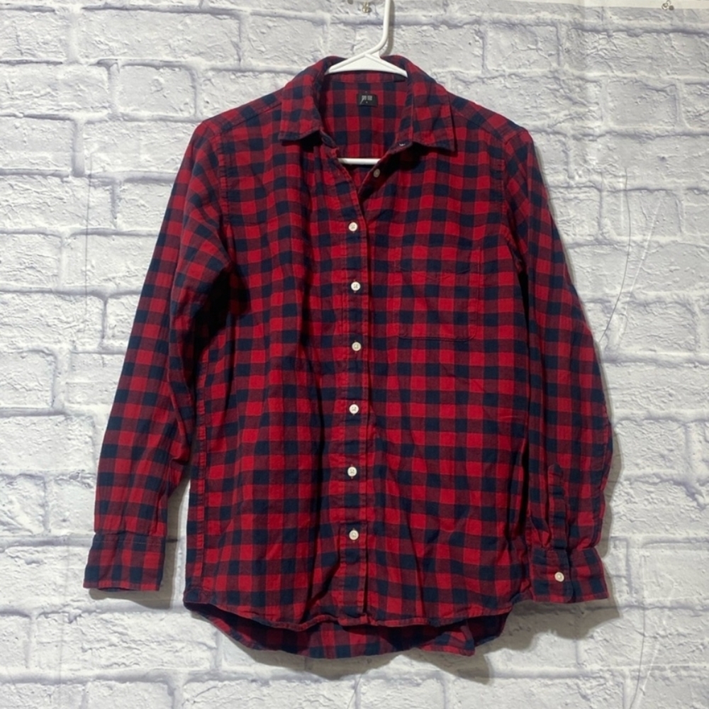 Uniqlo Red and Black Buffalo Check Button-Down Shirt